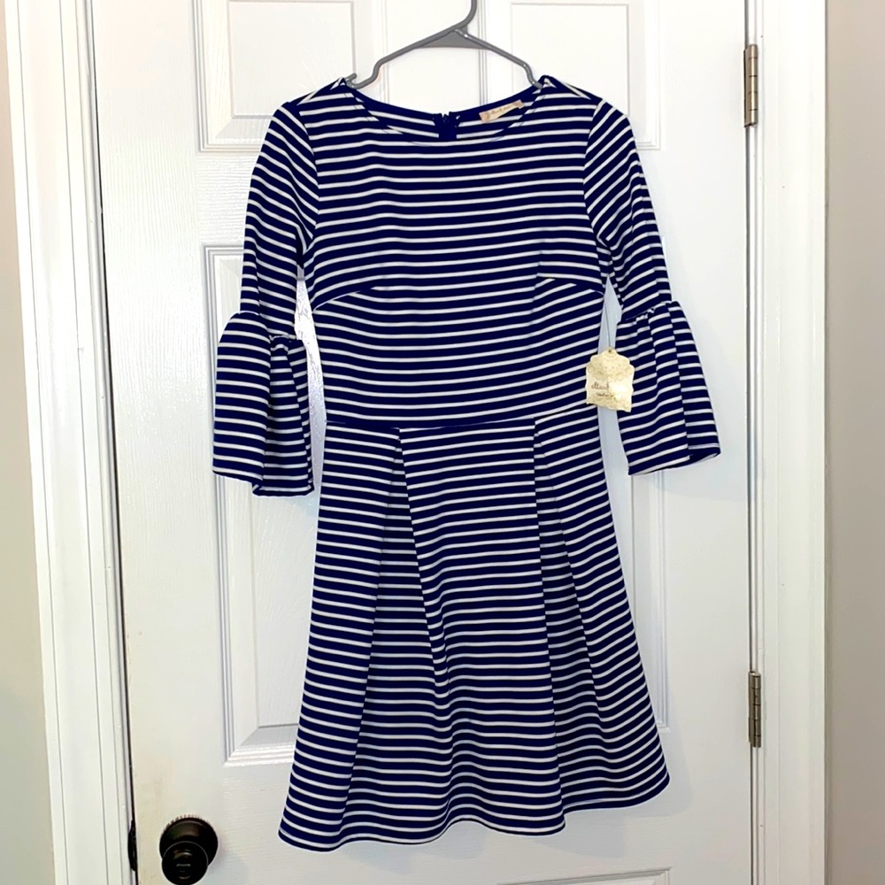 Altar'd State Blue and White Long Sleeve Dress